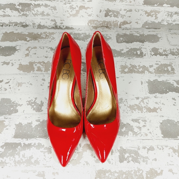 BCBG Generation Red Patent Leather Pointed Toe High Heels Pumps O 418 - Picture 4 of 10